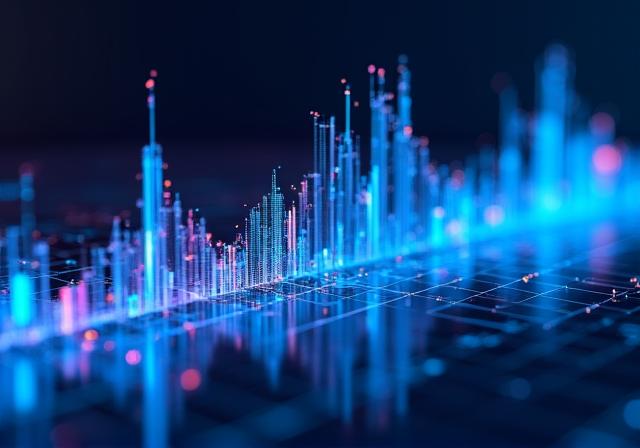 Visualizzazione di analisi predittiva e flussi di dati AI